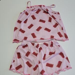 Pink Ice Cream Sandwich 2 Piece Shorts Pajama Set XL 14